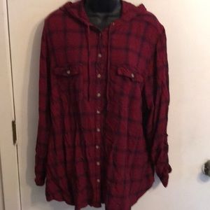 Hooded flannel shirt